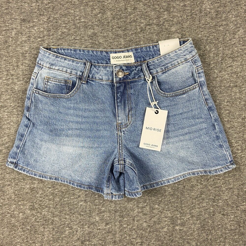 GoGo Jeans Shorts Womens Junior 7/28 Mid Rise Denim A Line Short Premium Soft